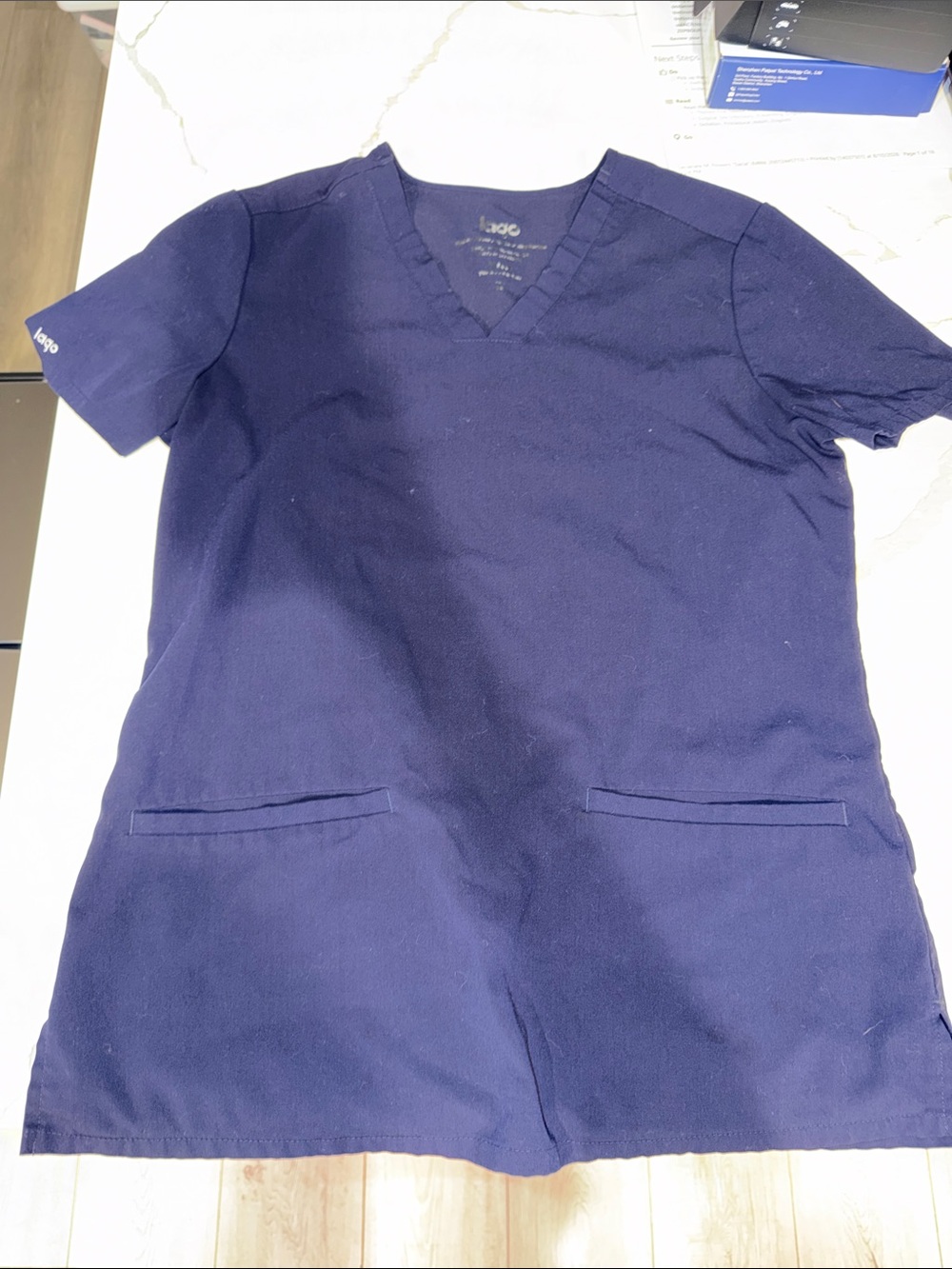 Lago Navy V-Neck Scrub Top